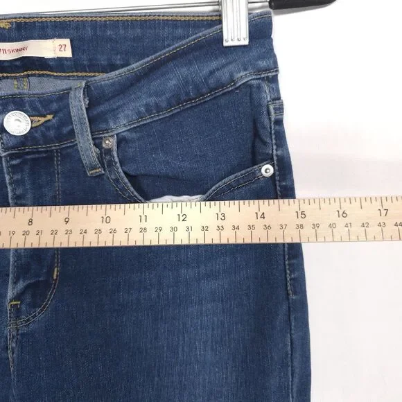 LEVI’S PREMIUM Women’s Jeans 711 Skinny Size 27 Distressed Stretch Cotton - Picture 5 of 12